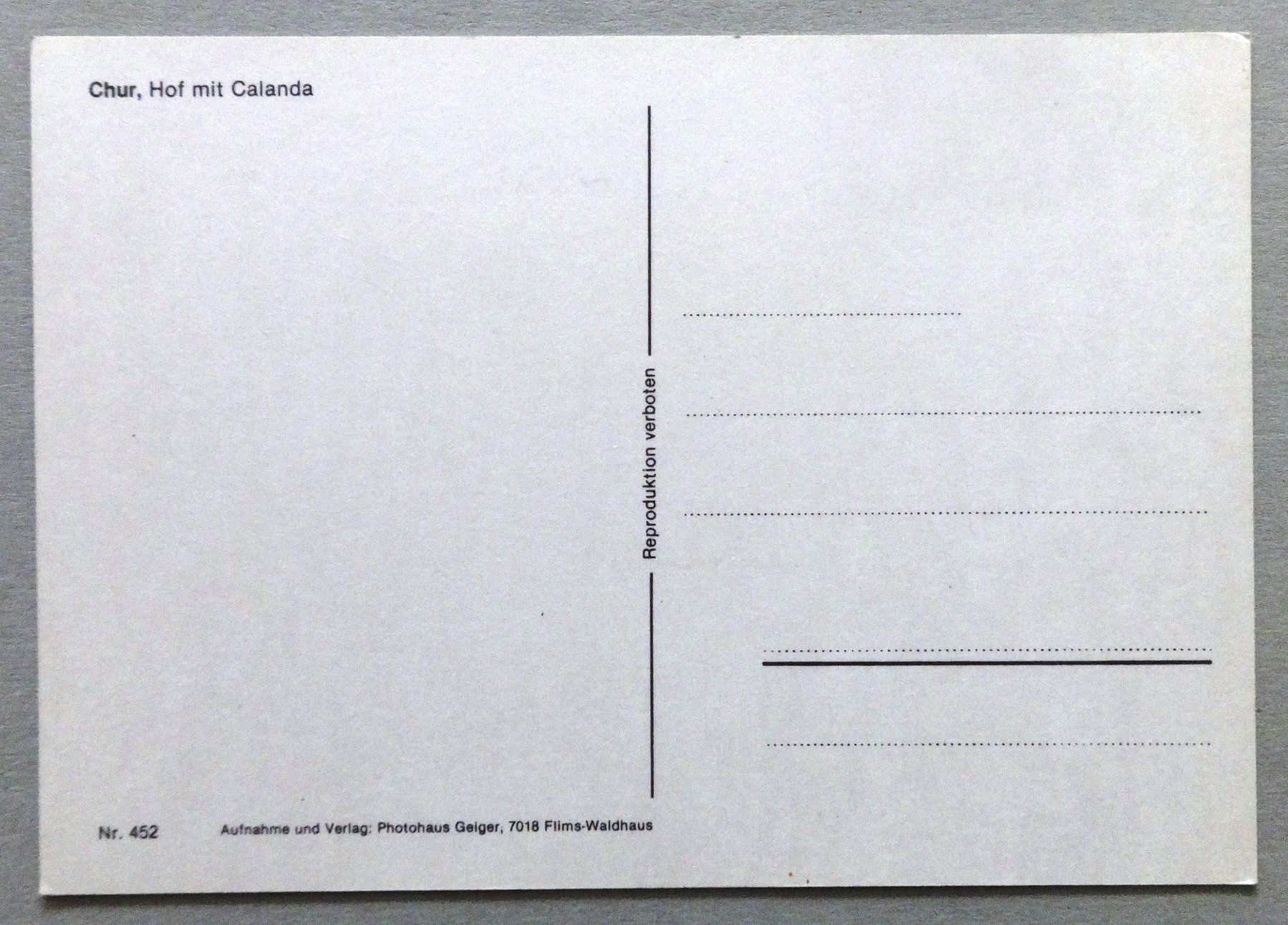 Cartes postales: Chur, Hof mit Calanda – D'occasion à Fétigny par Billy2miny 1
