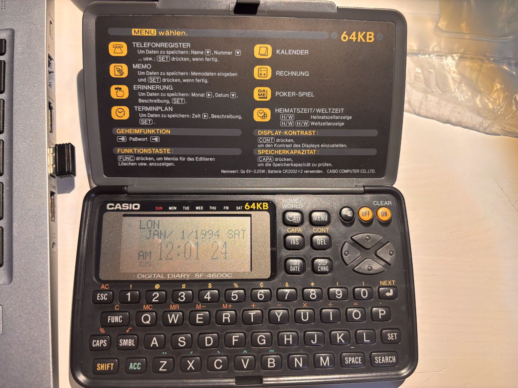 Casio Palmari: Casio Digital Diary SF-4600 64 KB – Usato da Binningen venduto da samorga21 1