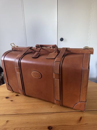 Valise en cuir Christophe-Clair Geneve brun bon état