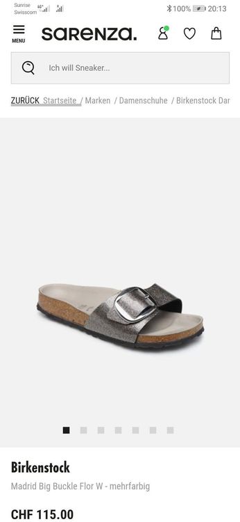 38 Neue Birkenstock Madrid Big Buckle glitter silber Acheter sur Ricardo