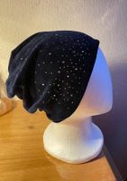 Dunkelblaue Damen Mütze Hut mit Glitzer Deko 💙