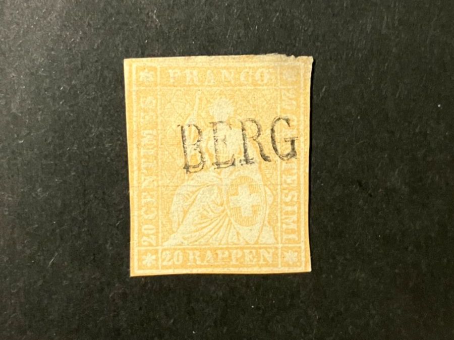 Alle Briefmarken: Strubel, Kat. 25G, Stempel: BERG, dünne Stelle – Gebraucht aus Würenlos von Eulenpostuhu