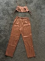 Schicker Pyjama Top und Hose Gr. M Satinoptik 🤎
