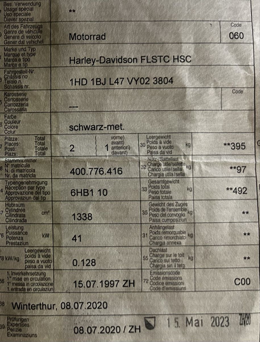 Harley-Davidson Chopper: Harley-Davidson FLSTC HSC, mit revidiertem Motor. – Usato da Frauenfeld venduto da Yoda2umi 5