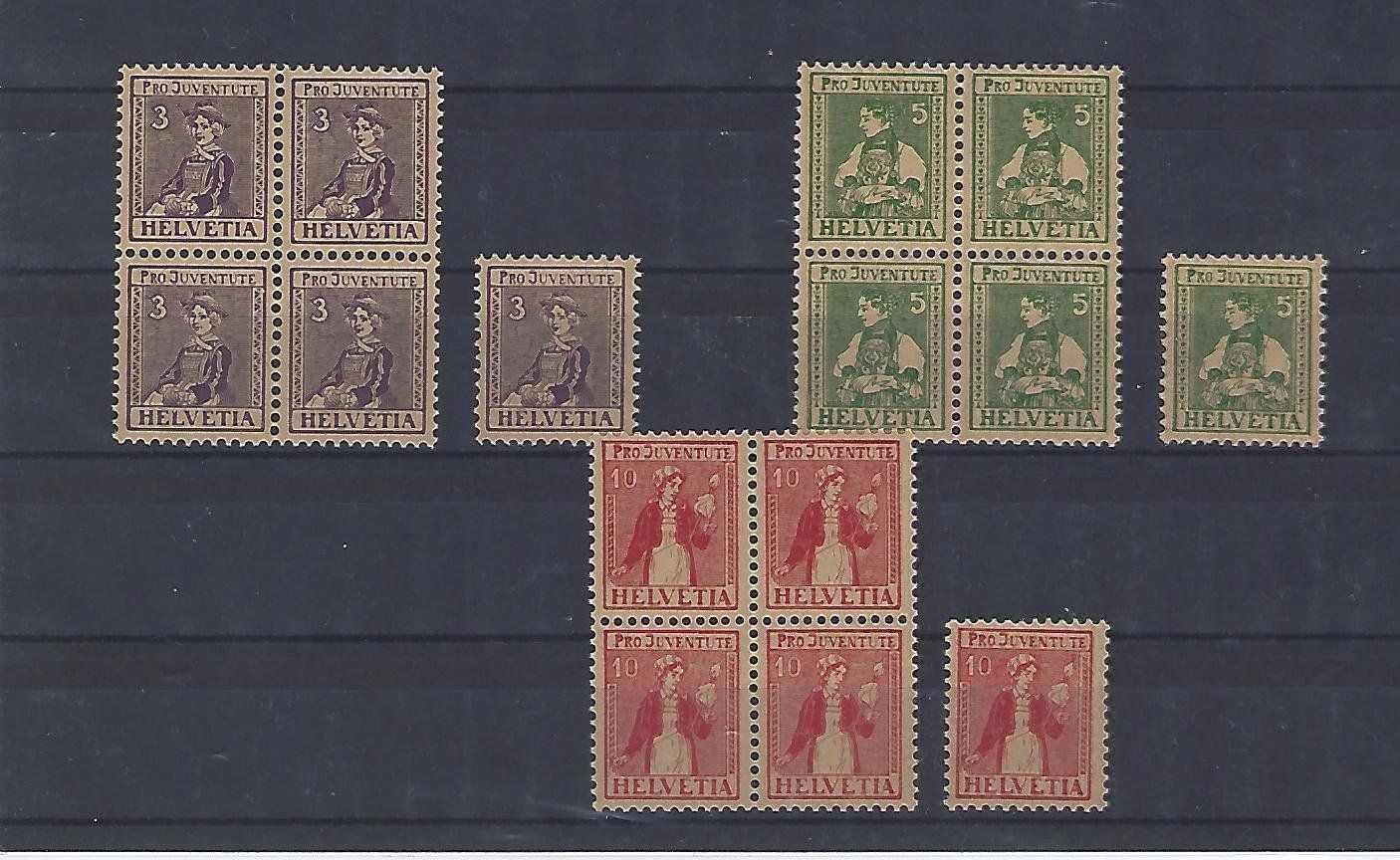 Tutti i francobolli: Pro Juventute 1917 (7-8-9) ** – Nuovo (secondo la descrizione) da Birsfelden venduto da jas54