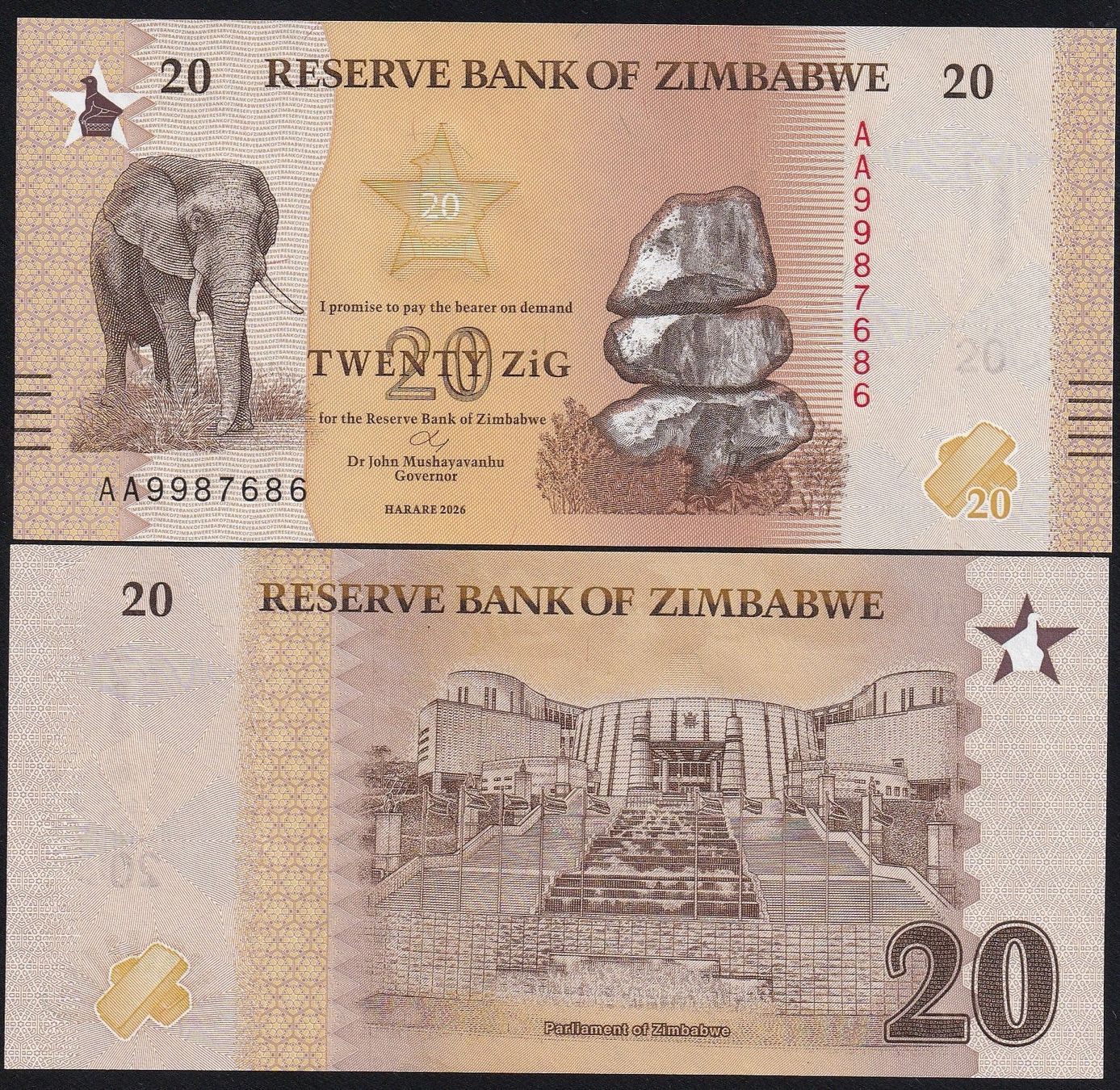 Banconote: Zimbabwe 20 Dollars UNC 2026 – Nuovo (secondo la descrizione) da Naters venduto da Radman