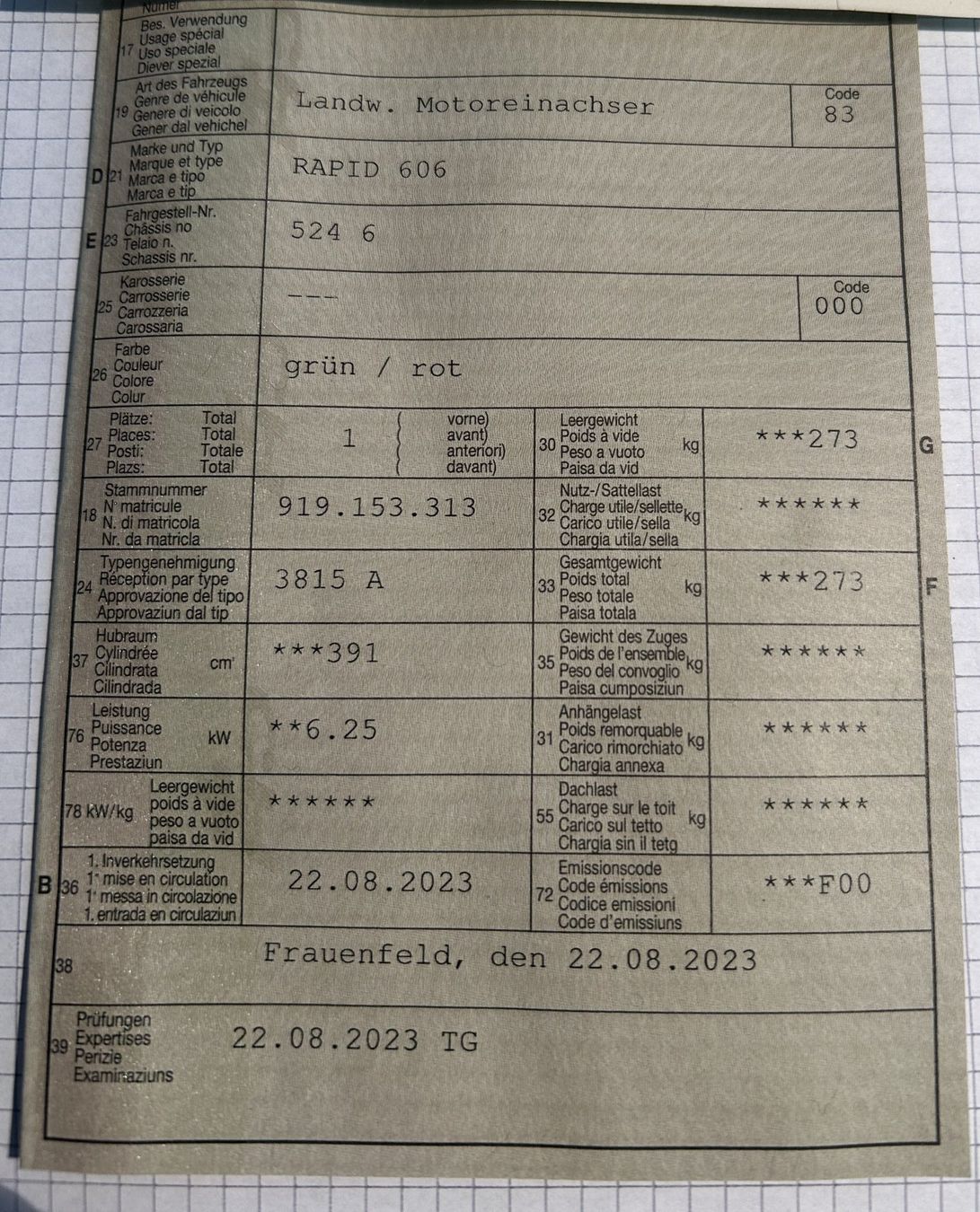 Trattori: Rapid 606 Einachser + Wägeli, mit gefedertem Traktorsitz – Usato da Sulgen venduto da ulita 5