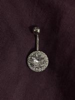 925 Silber Bauchnabelpiercing 8mm Zirkonia