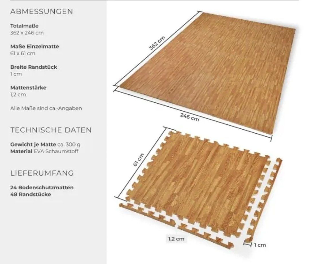 Tappetini fitness: 17qm Schutzmattenset Parquet Optik – Nuovo e nell'imballaggio originale da Kappel SO venduto da Ringhio82 1