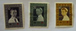 3 Briefmarken Liechtenstein 1945-1955 ungestempelt
