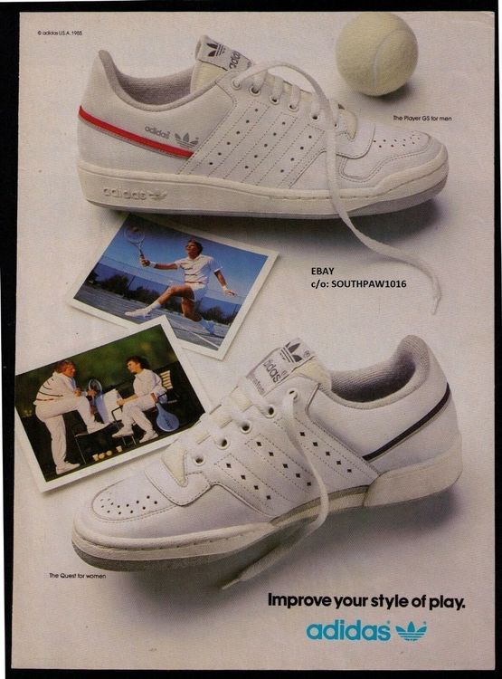 vintage 1985 adidas Tennis Schuhe Damen Quest s7 Made France (Neu ...