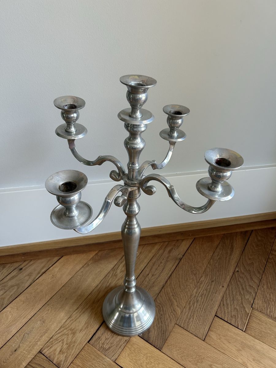 Portacandele: Vintage Kerzenständer gross 63cm Silber-look – Usato da Bern venduto da fellow75