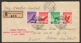 1935 : 1. Postflug Vaduz- Innsbruck, Top Frankatur