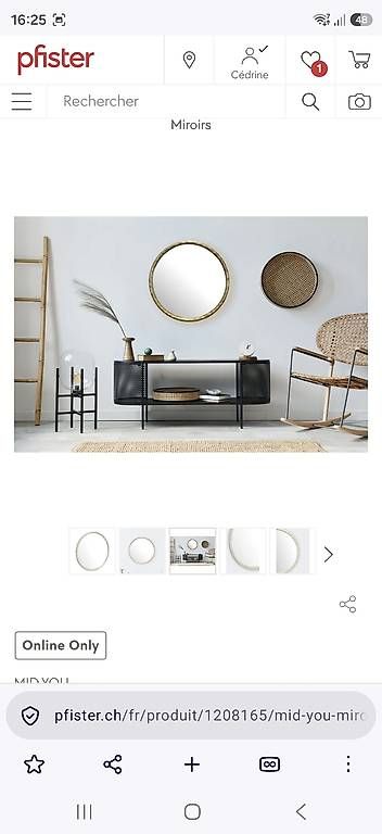 Specchi: Miroir en métal – Nuovo e nell'imballaggio originale da Malleray venduto da Lilou1170 1