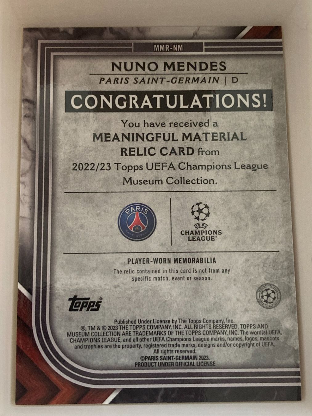 Topps Sammelbilder & Trading cards: Topps Museum UEFA 23-24 - Nuno Mendes Patch /250 – Gebraucht aus La Tour-de-Peilz von Tyalos_Cards 1