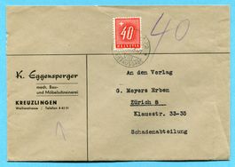Brief Kreuzlingen mit Nachportomarke - Abs: K. Eggensperger