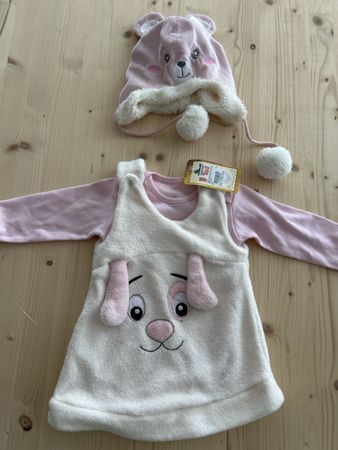 Baby Winter Set, Kleid + Body + Mütze Grosse 74