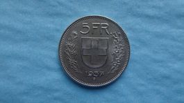 Silbermünze 5 Franken 1937