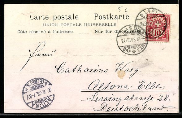 Cartoline postali: Litho Basel, Teilansicht mit Kirche – Usato da Berlin venduto da bartko-reher 1