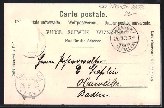 Cartoline postali: Litho Weesen, Totalansichten gegen Leist – Usato da Berlin venduto da bartko-reher 1