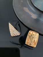 Vintage Ohrclips 80er Jahre schwarz Gold