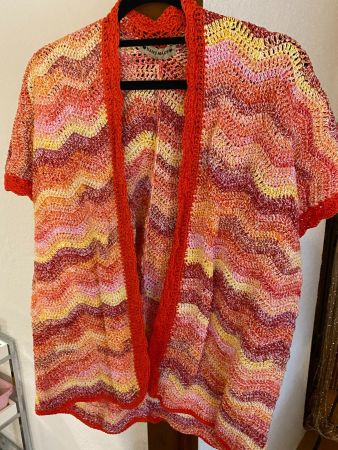 STRICKJACKE -EINZELSTÜCK,HANDGEMACHT-ROT,ORANGE-YELLOW