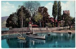 Vevey, la Tour, bateaux, circulée 1911