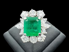 Smaragd unbehandelt 2c Brillanten Ring 18k Gr55 GGTL *S1961