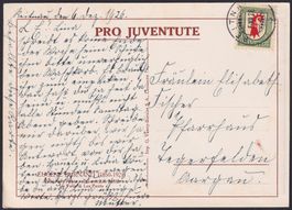 1926, J37 auf sauberer Pro-Juventute-Karte von REITNAU