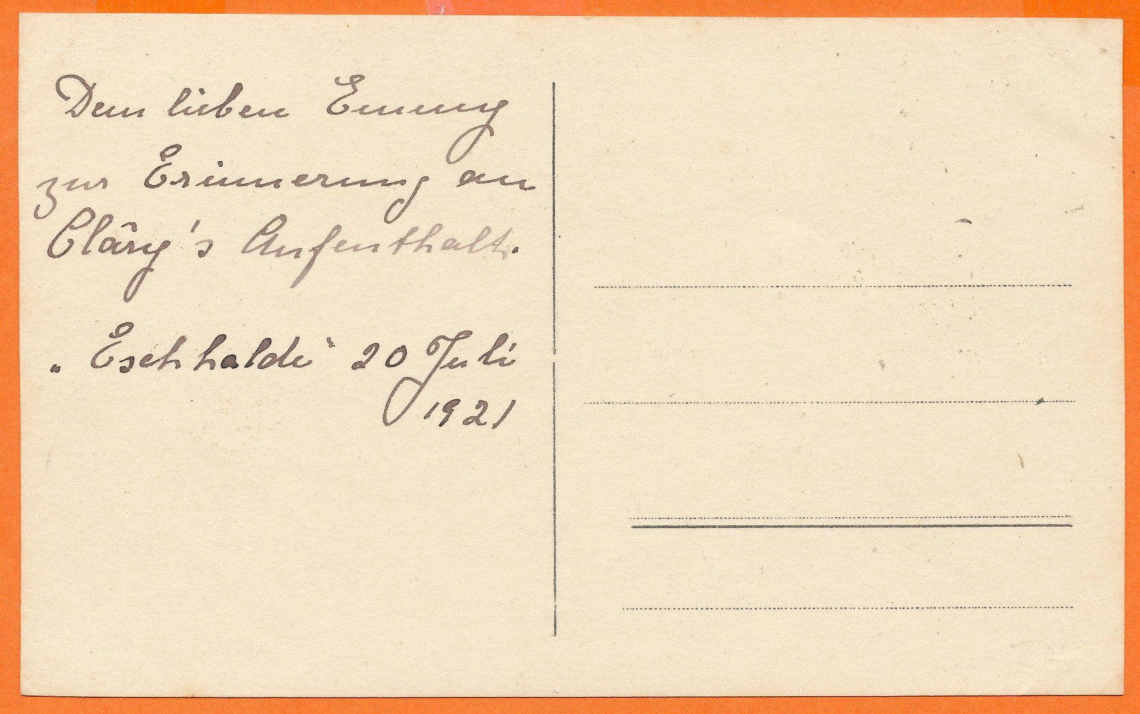 Cartoline postali: ESCHHALDE / ZH - Haus belebt 1921 – Usato da Liestal venduto da flohmy 1