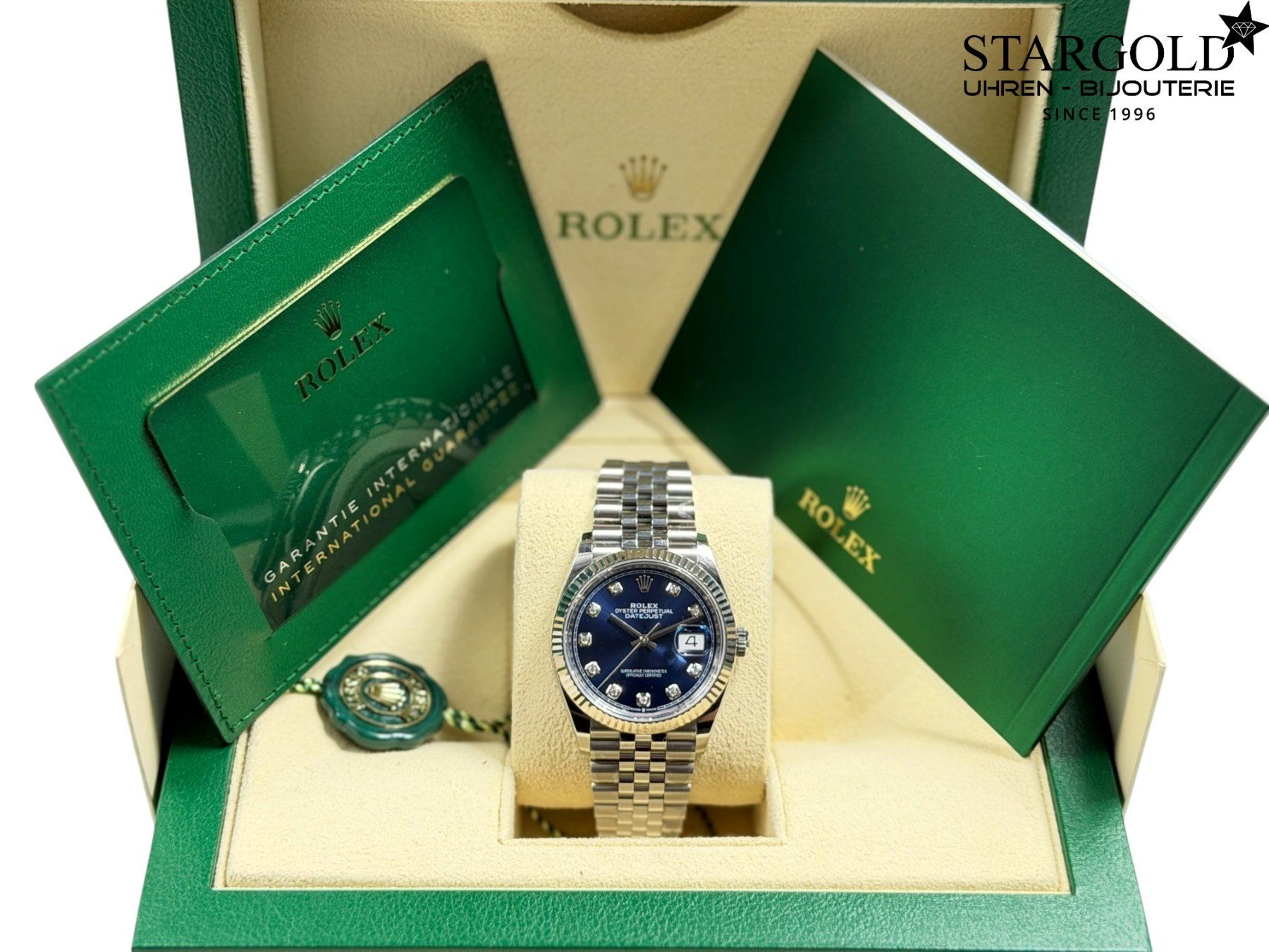 Rolex Orologi: Rolex Datejust 36 Blau mit Diamanten - 126234 – Nuovo e nell'imballaggio originale da Zürich venduto da Stargold-Uhren 9