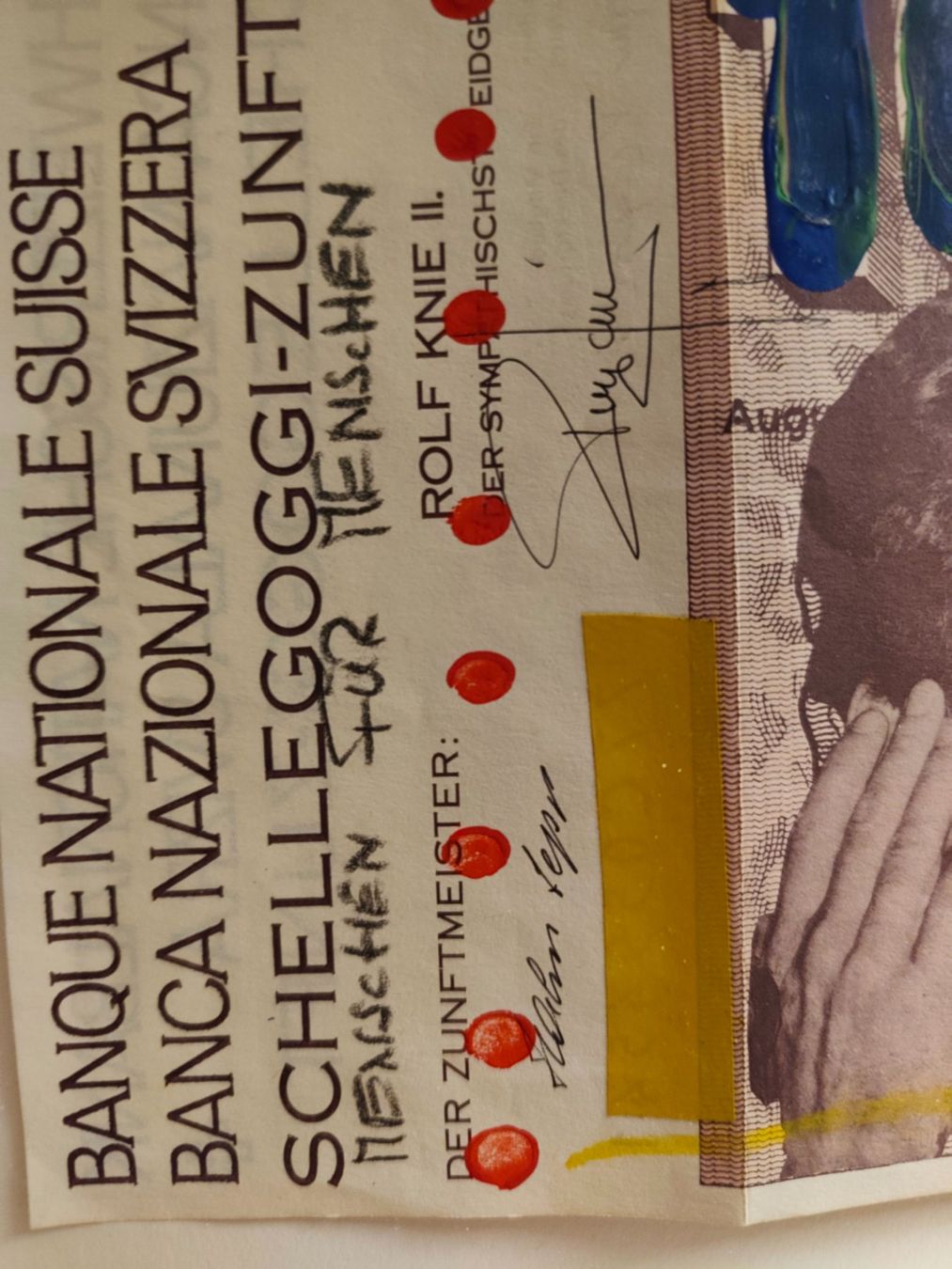 Dipinti: Rolf Knie – Original Mischtechnik / Collage "1000er Note" – Usato da Laufen venduto da Buh-Ding 2