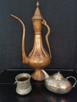 Konvolut antike Kupferkanne, Henkeltopf, Bauchkanne, Orient