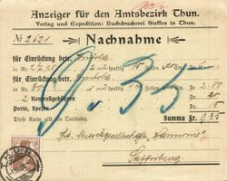 Alte Nachnahme Karte Steffisburg, um 1909