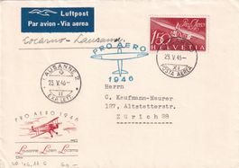 Sonderflug Pro Aero 23.V.1946 Lausanne - Locarno