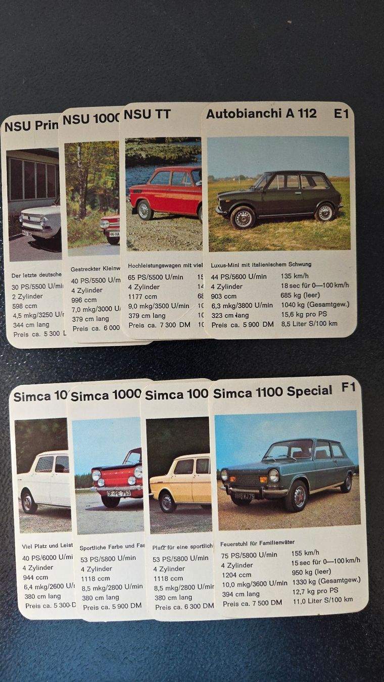 Jeux: Altes Quartett aus den 70ern Mini Autos – D'occasion à Muri b. Bern par Nydegg3 4