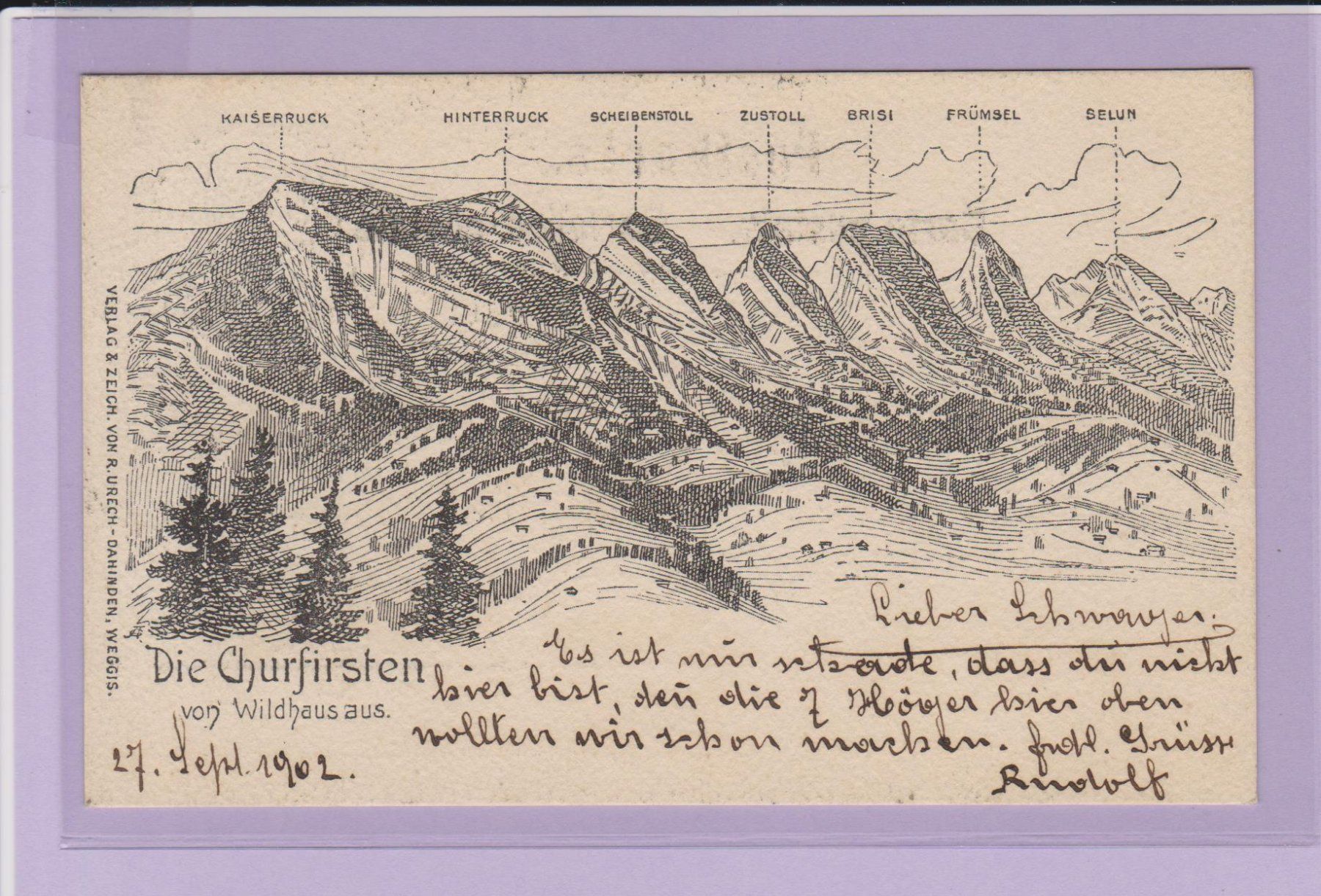 Cartes postales: Die Churfirsten   -   alte Ansichtskarte gestempelt von 1902 – D'occasion à Vitznau par Ropaku