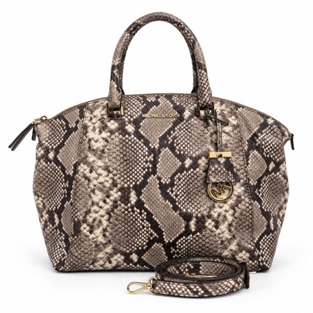 Michale Kors Riley 2-weg Tasche Leder Schlangenprint beige