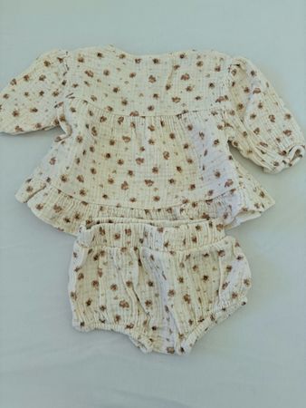 Set 3-6M Blümchen MMuslin Trousers & Top Vintage Frühling 🌸