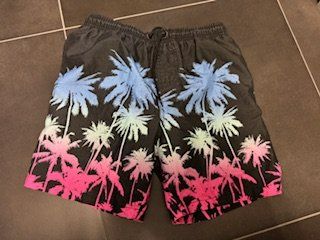 Badehose schwarz mit Palmen 140