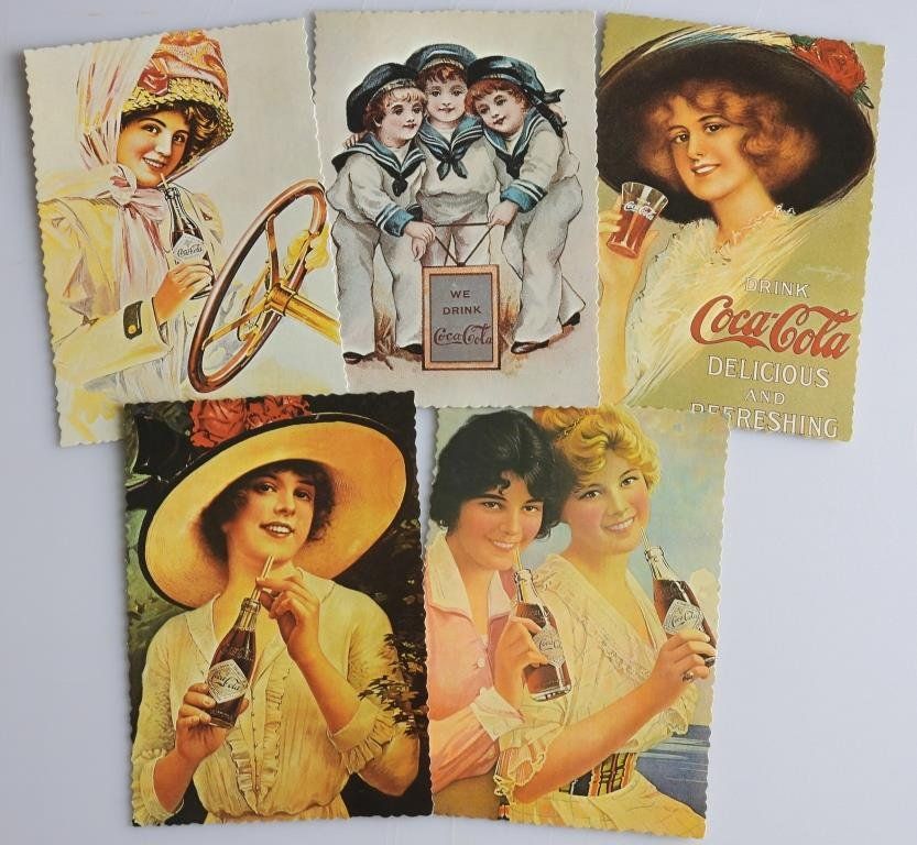Cartoline postali: 5 Ansichtskarten USA, CocaCola-Werbung 1920er Jahre – Usato da Bürglen venduto da holarctic