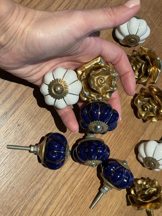 Elistonie Selbstklebende Kristallknöpfe - Klar & Gold, 40mm Für Möbel & Schränke