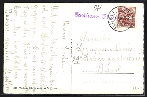 Cartoline postali: Flüeli /Obw., Kur-Gasthaus mit Blick zu – Usato da Berlin venduto da bartko-reher 1