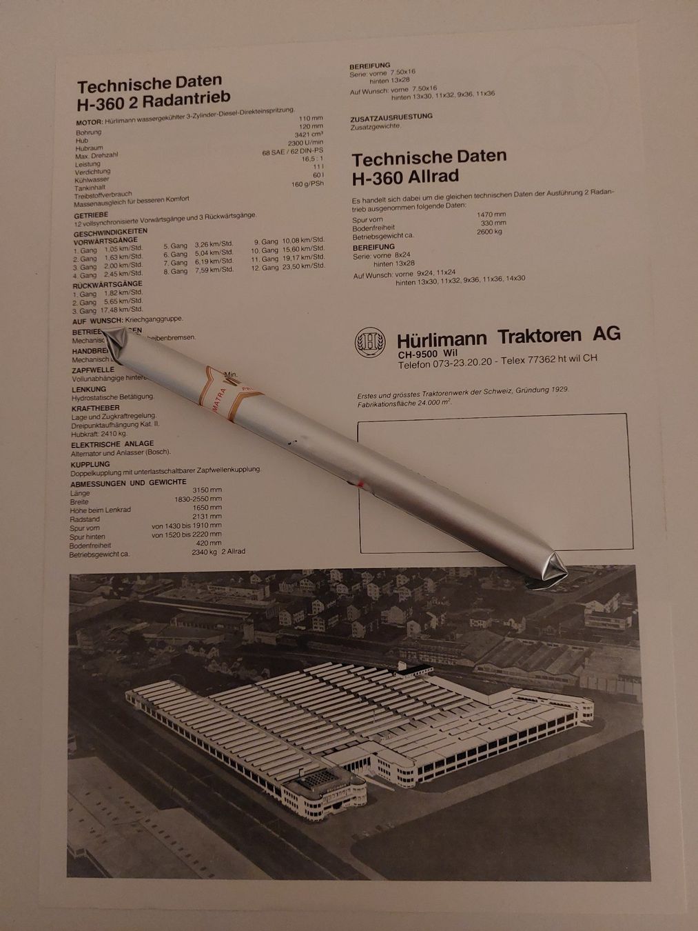 Hürlimann Trattori: Prospekt Traktor Hürlimann H 360 – Usato da Schenkon venduto da Elbarto007 1