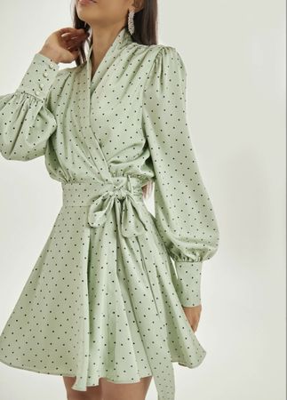 Vita Grace Kleid matcha grün polka S