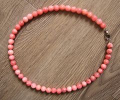 NEU: Argentinischer Rhodochrosit Kette Collier mit Edelstahl