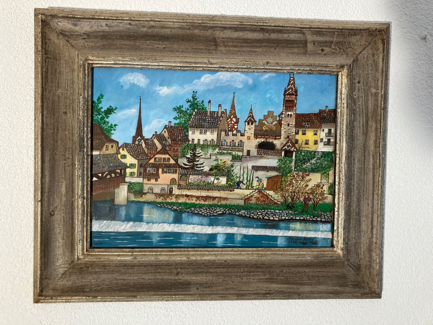 Dipinti: Sandro Kälin Gemälde Bremgarten 1978 – Usato da Schlieren venduto da mvm01