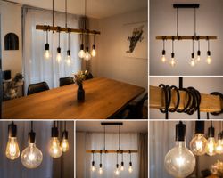 Pendelleuchte Holz Industrial Vintage LED Esstisch Lampe