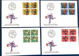 1990 - Pro  Juventute FDC im Viererblöcke