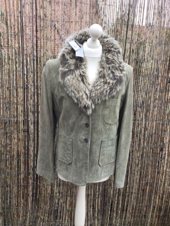 Veste en cuir véritable croûte de porc, taille 40/M NEUF
